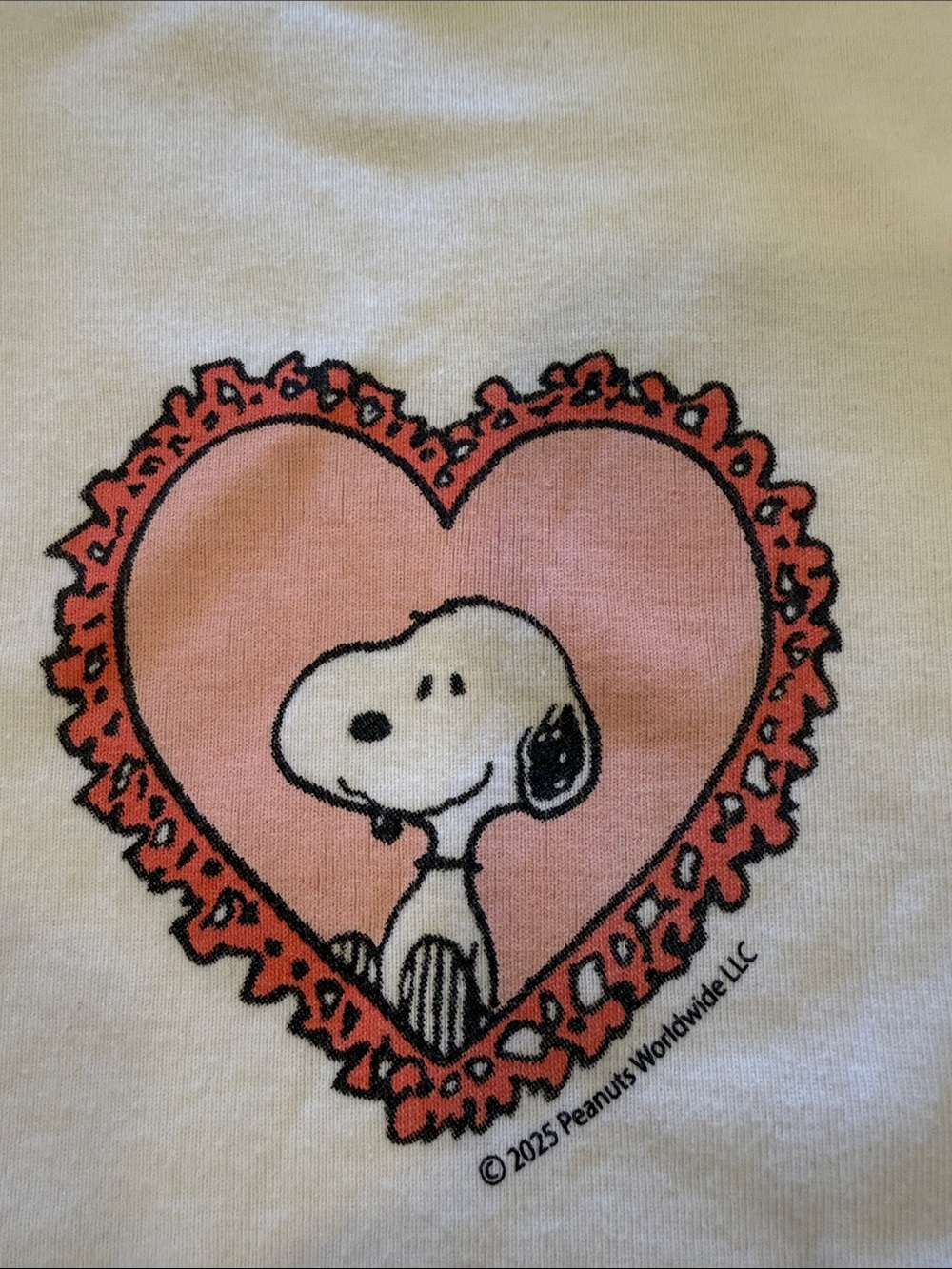 Snoopy Abercrombie Kids White Tee with Pink Heart Snoopy Graphic